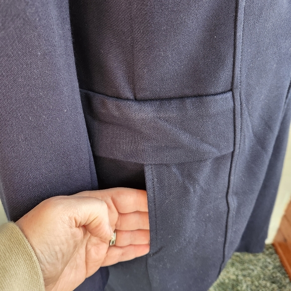 CAbi Lido Navy Blue Ponte Knit Front Button Long Blazer Jacket #5093 Size M - Picture 4 of 10